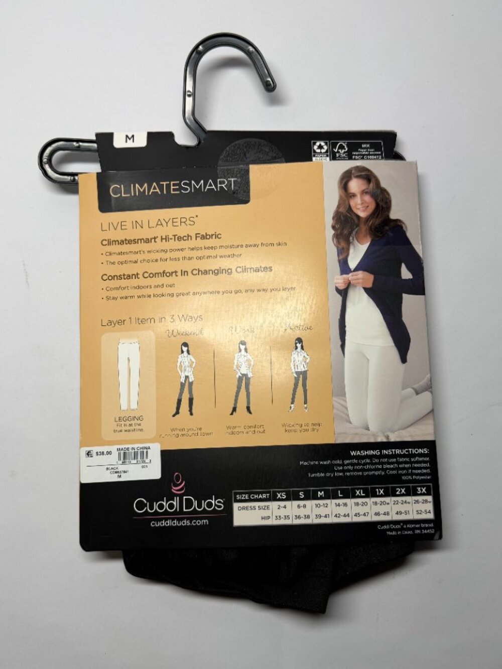 Cuddl Duds Women's Climatesmart Mid-Rise Leggings - Black - Picture 4 of 4
